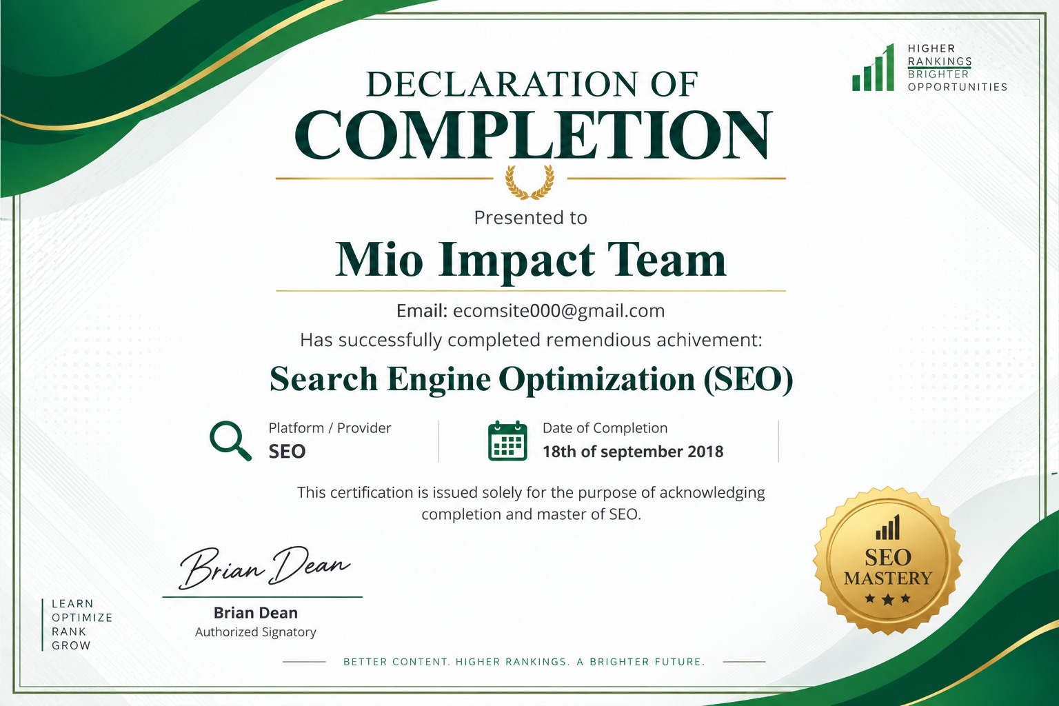 SEO Certification